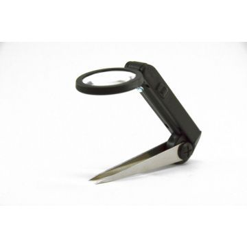 Magnifier with Tweezers - 4x 25mm - LED