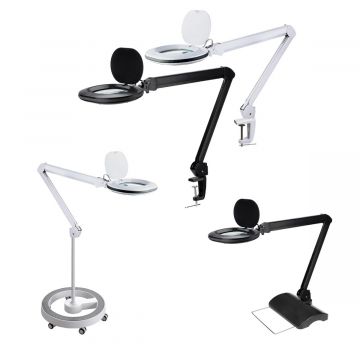 Lumeno #861XGR - Workbench Magnifier Lamp Ø110x150mm - 60 LEDs+